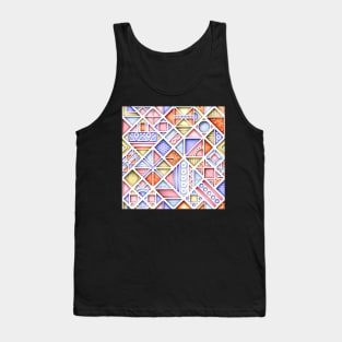 3d Colorful Geometric Pattern, Crazy Print Tank Top